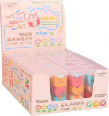 Radiera Tochain fericit, 3 buc, diverse culori